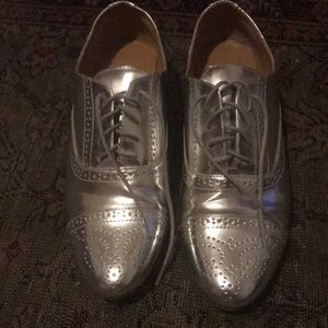 Silver JCrew Oxfords